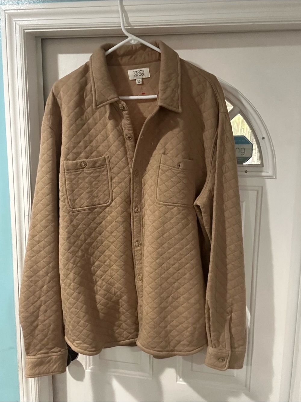 FRYE AND CO. Quilted Tan Cotton-Blend Overshirt